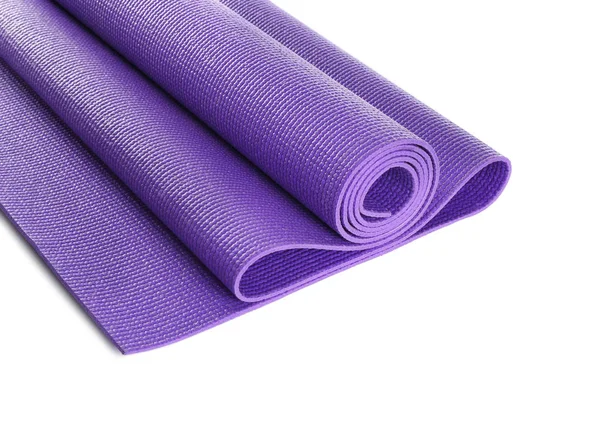 Кольоровий килимок йоги на білому тлі — стокове фото