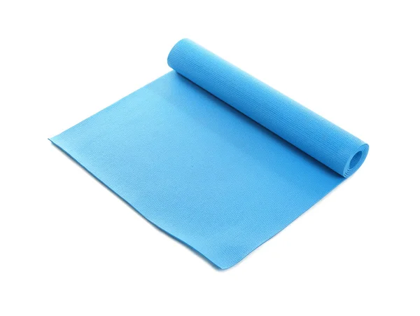 Beyaz arka plan rengi yoga mat — Stok fotoğraf