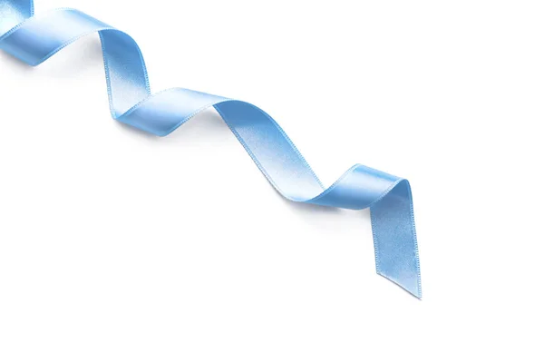 Beautiful blue ribbon on white background — Stock Photo, Image