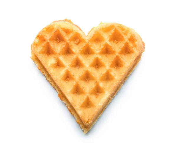 Heart shaped waffle on white background — Stock Photo, Image