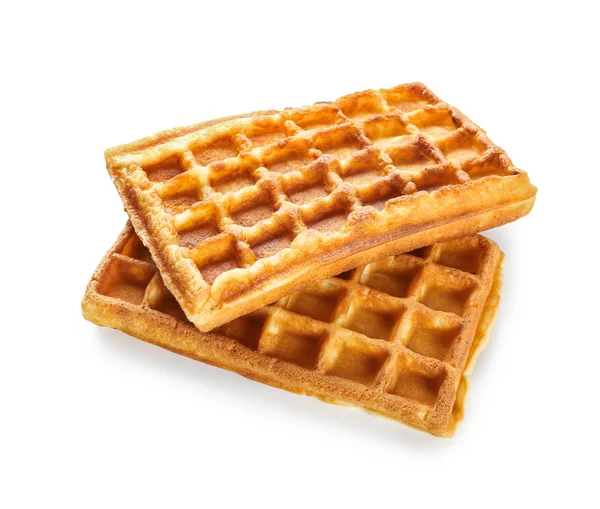 Leckere Waffeln auf weißem Hintergrund — Stockfoto