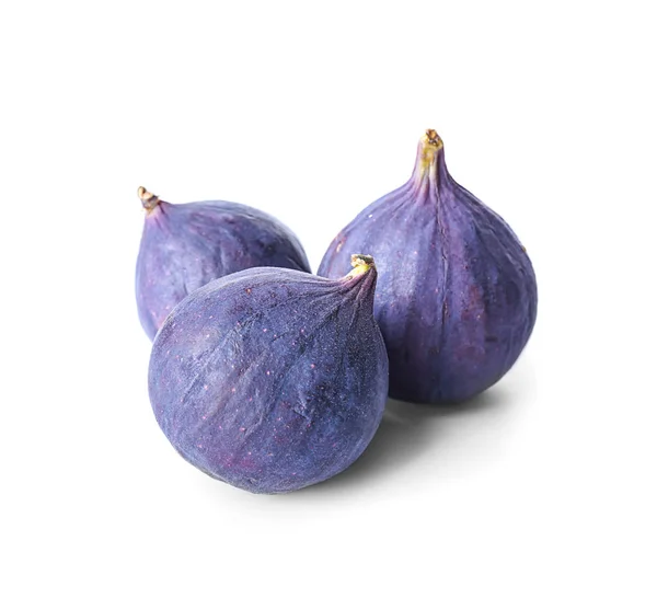 Whole ripe purple figs on white background — Stock Photo, Image