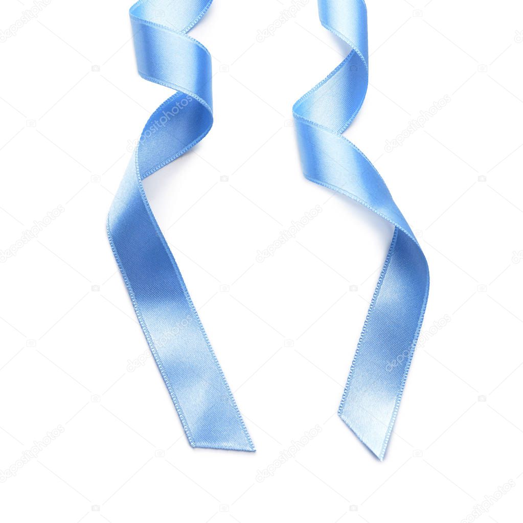 Beautiful blue ribbons on white background