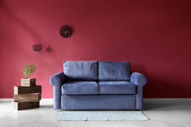 Rahat kanepesi olan modern bir oda.