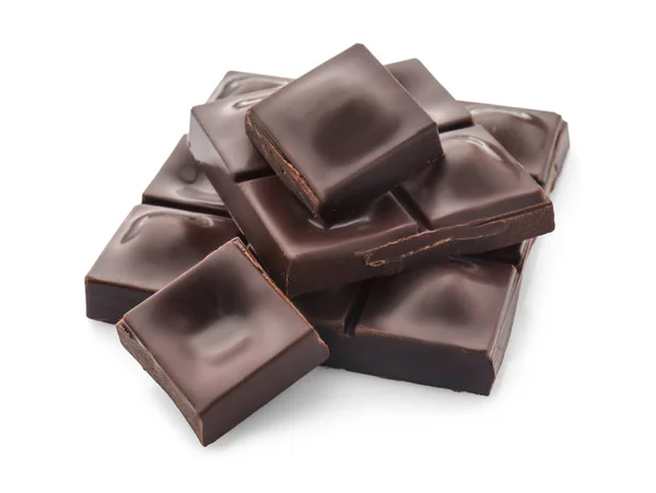 Sabroso chocolate negro sobre fondo blanco — Foto de Stock