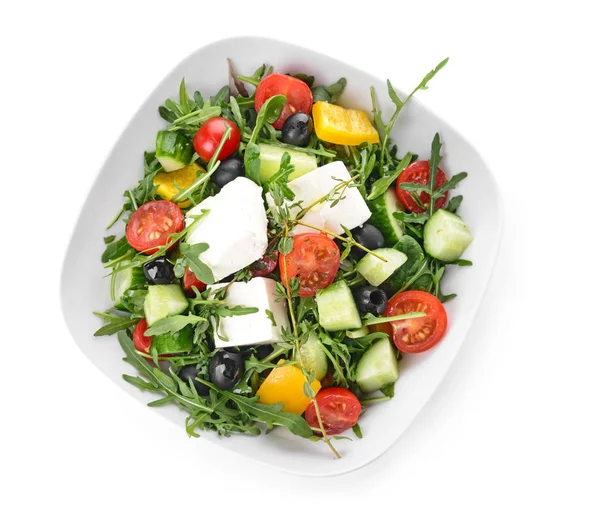 Cuenco con ensalada saludable sobre fondo blanco —  Fotos de Stock