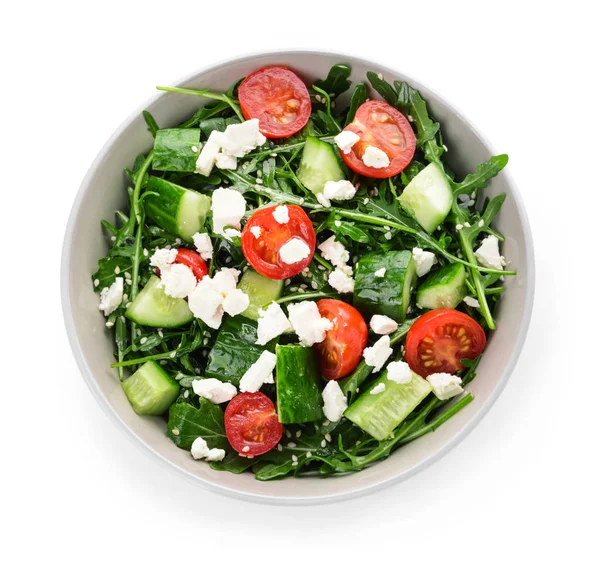 Cuenco con ensalada saludable sobre fondo blanco —  Fotos de Stock