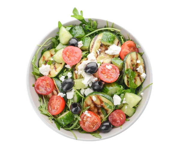 Bowl dengan salad sehat di latar belakang putih — Stok Foto