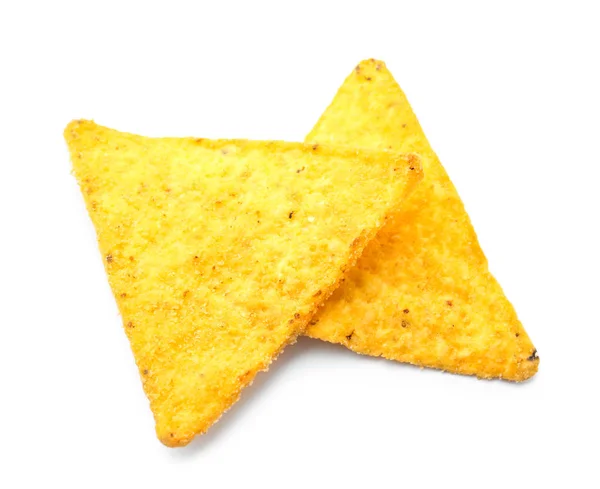 Läckra nachos på vit bakgrund — Stockfoto