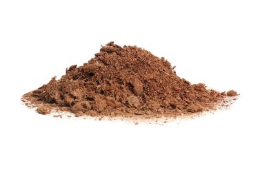 beyaz zemin üzerine toprak yığını