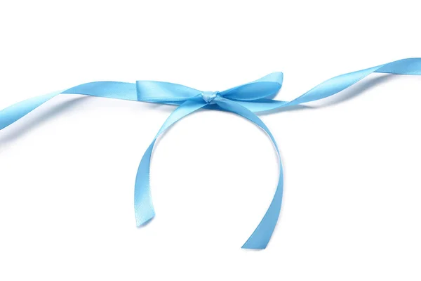 Blaues Band mit Schleife auf weißem Hintergrund — Stockfoto
