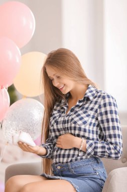 Bebek duş parti güzel hamile kadın