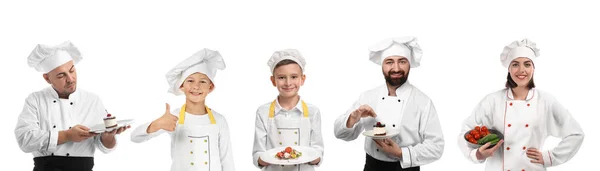 Skupina kuchařů na bílém pozadí — Stock fotografie