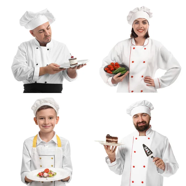 Grupo de chefs sobre fundo branco — Fotografia de Stock
