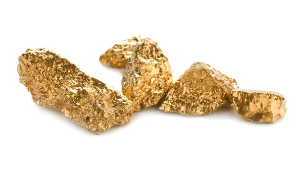 Gold nuggets on white background — Stock Photo, Image