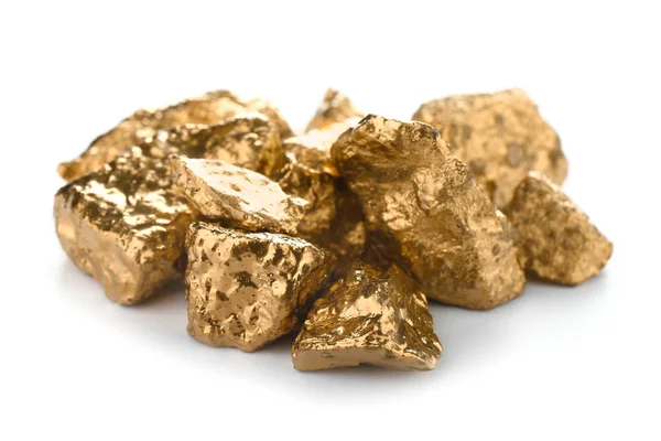 Gold nuggets on white background — Stock Photo, Image