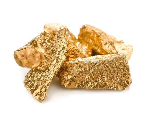 Gold nuggets on white background — Stock Photo, Image