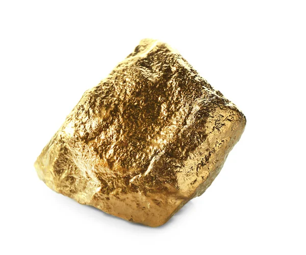 Gouden Goudklompje op witte achtergrond — Stockfoto