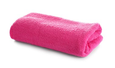 Beyaz arka plan üzerinde parlak katlanmış havlu