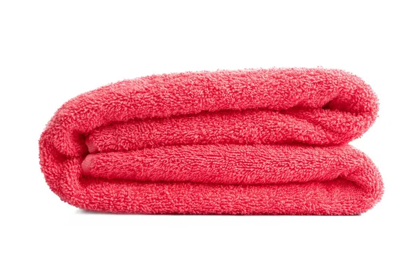 Bright folded towel on white background — Stock Photo, Image