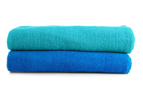 Stack of colorful towels on white background — Stock Photo, Image