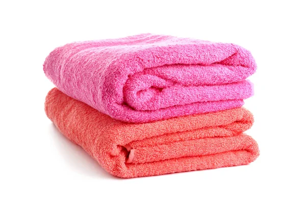 Stack of colorful towels on white background — Stock Photo, Image