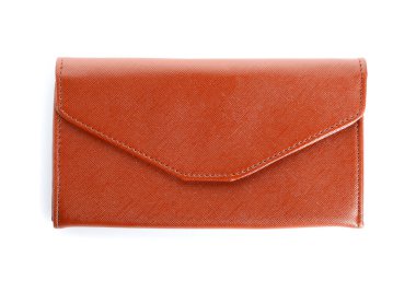 beyaz zemin üzerine deri cüzdan