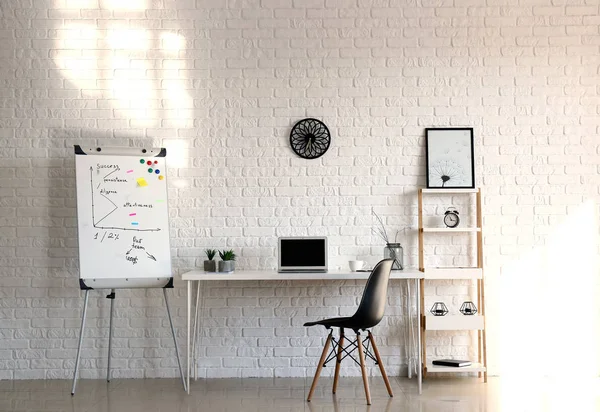 Stylish workplace with modern computer in interior of room — Stock Photo, Image