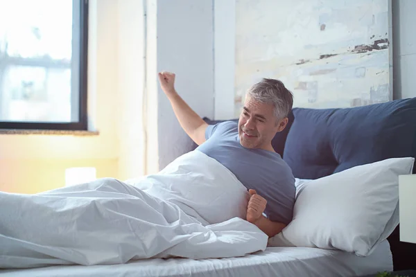 Morning of mature man at home — Stock Photo, Image