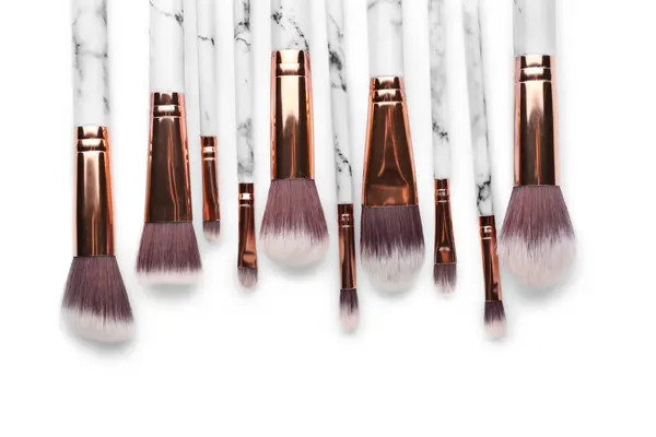 Set of makeup brushes on white background — Stock Photo, Image