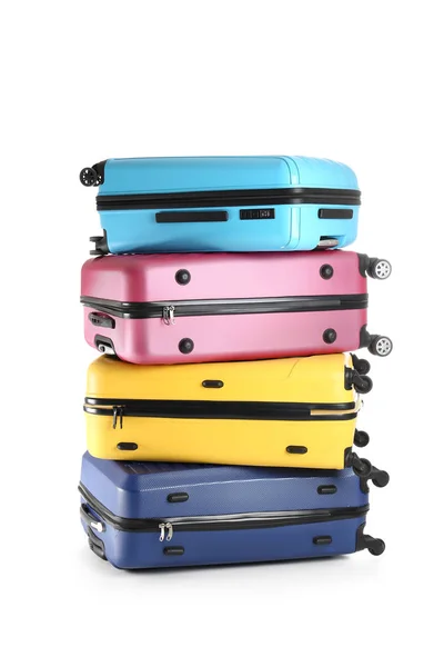 Packed suitcases on white background — Stock Photo, Image