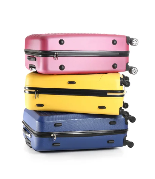 Packed suitcases on white background — Stock Photo, Image