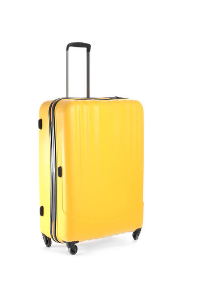 Packed suitcase on white background