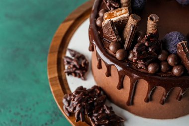 Tablo, closeup lezzetli çikolatalı kek