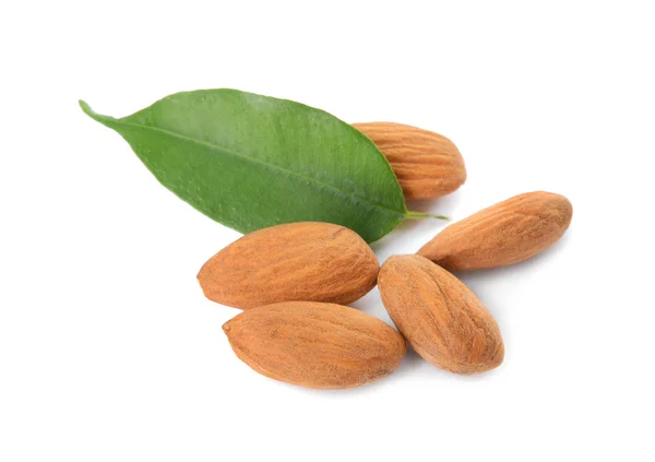Tasty almonds on white background — Stock Photo, Image
