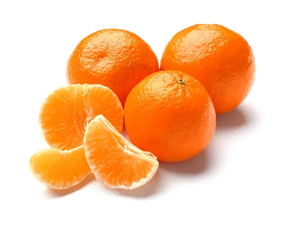 Tasty tangerines on white background — Stock Photo, Image