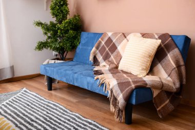 Mavi şık kanepe oturma odası iç