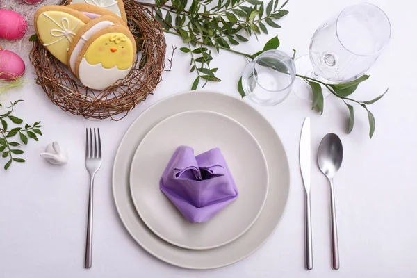 Beautiful table set for Easter celebration — Stock Photo, Image