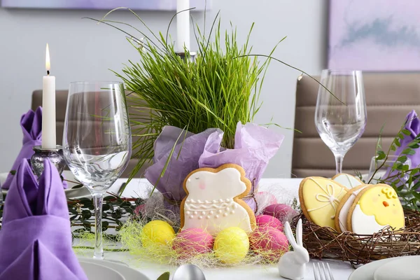 Beautiful table set for Easter celebration — Stock Photo, Image