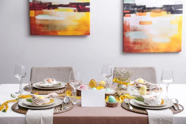 Beautiful table set for Easter celebration — Stock Photo, Image