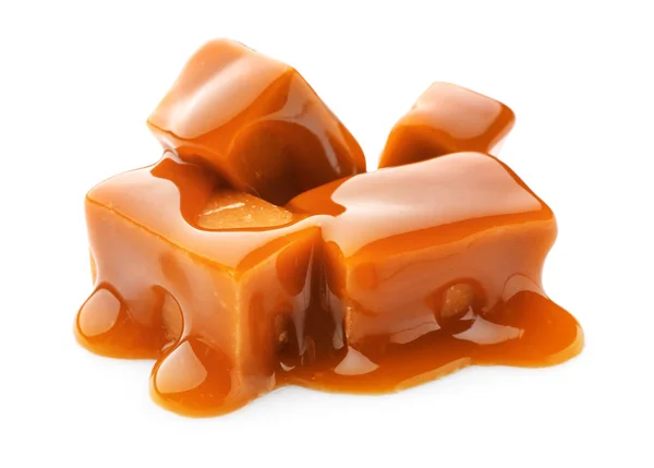 Smaklig karamell godis på vit bakgrund — Stockfoto