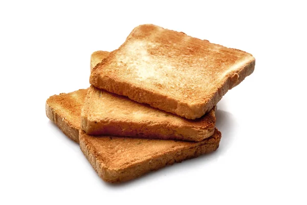 Slices of toasted bread on white background — Stock Photo, Image