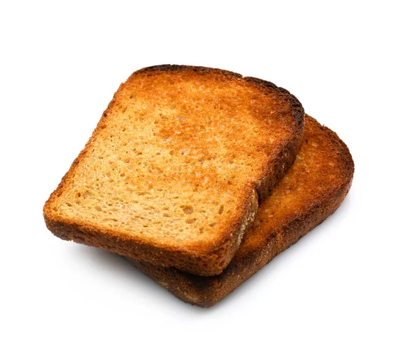 Plátky opékaného chleba na bílém pozadí — Stock fotografie