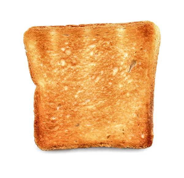 Fatia de pão torrado no fundo branco — Fotografia de Stock