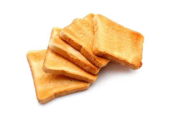 Pirított kenyérszeletek fehér alapon — Stock Fotó