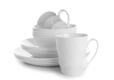 Beyaz arka plan üzerinde sofra kümesi