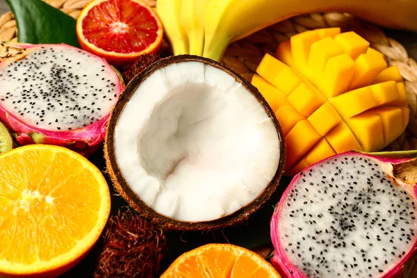 Assortment of exotic fruits, closeup — Stock Photo, Image