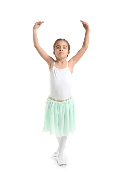 Niedliche kleine Ballerina auf weißem Hintergrund — Stockfoto