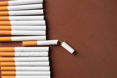 Kırık sigara renk arka plan üzerinde tüm olanlar arasında. Benzersizlik kavramı