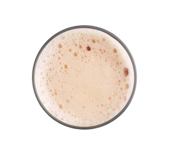 Szklanka świeżego piwa na białym tle, widok z góry — Zdjęcie stockowe